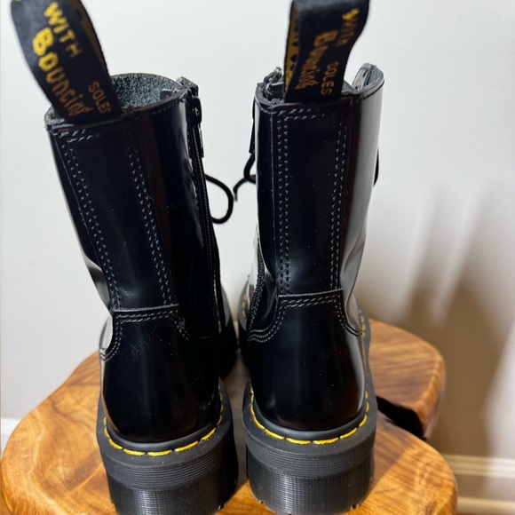 Dr. Martens Jadon Blk Leather Platform Lace-Up Boots with Yellow Stitching Sz. 7 - Picture 6 of 15